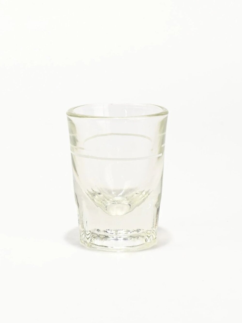 Vintage White Measuring Line Libbey Fluted Whiskey Shot Glass